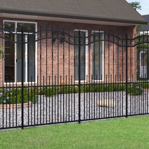VidaXL Clôture de jardin avec sommet de lance Noir 222 cm