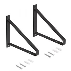 Emuca Jeu de supports pour &eacute;tag&egrave;res en bois Shelf avec forme triangulaire, Acier, Peint en noir