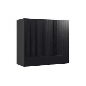 Image de Meuble De Cuisine Haut Vitr&eacute; Fame-Line, 80cm, Noir Ray&eacute;, Anthracite, Vicco