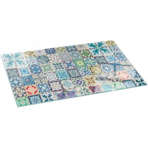 Plaque d&eacute;corative de sol avec impression sous chemin&eacute;e protection et design Motifs mosa&iuml;ques sur carreaux 100x50 cm