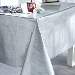 Calitex Nappe rectangulaire toile cirée Effet Tissage Argent 140X350