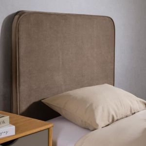 Idimex Tête de lit en tissu peau de pêche, greige, 90 cm