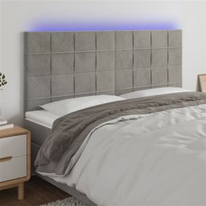 VidaXL Hoofdbord LED 160x5x118/128 cm fluweel lichtgrijs3122478