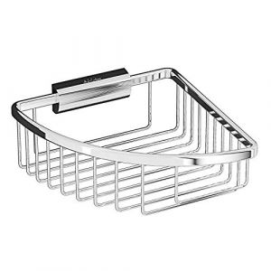 INDA Panier de Rangement d'angle Amovible, Laiton, Blanc, 20 x 19 x 8 cm