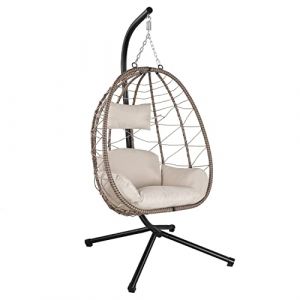 Fauteuil suspendu Polyrotan Aria - Beige - Base incluse