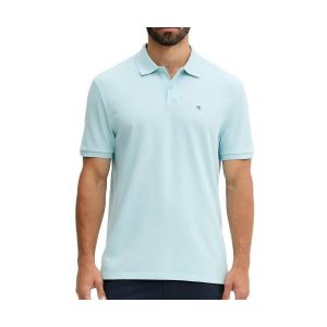 Calvin Klein Polo Manches Courtes Homme Monogram Pique en Coton, Bleu (Stratosphere), XXL
