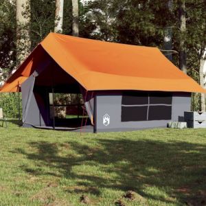 VidaXL Tente de camping 5 personnes gris et orange imperm&eacute;able
