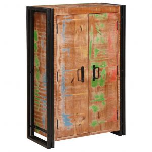 VidaXL Highboard Avec Portes Marron Bois Recycl&eacute; Massif Et M&eacute;tal