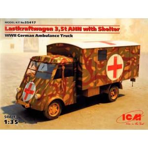 Image de ICM Maquette Camion Lastkraftwagen 3,5 T Ahn With Shelter Wwii German Ambulance Truck