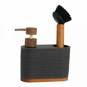 Andrea House Distributeur de Liquide Vaisselle 2 en 1 cc73049 Bois d acacia