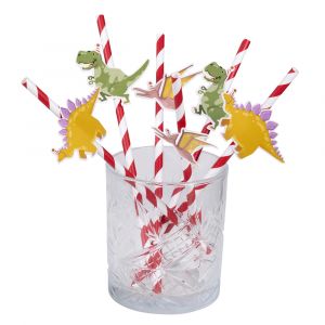 Boland 6 Pailles en carton Dino Party 20 cm - Couleur Multicolore - Taille Taille Unique