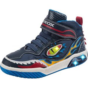 Geox Garçon J Inek Boy Sneaker, Navy Lt Blue, 27 EU