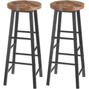 WOLTU Lot de 2 Tabourets de bar Pieds en Acier ise en MDF avec Repose Pied Noir+Vintage