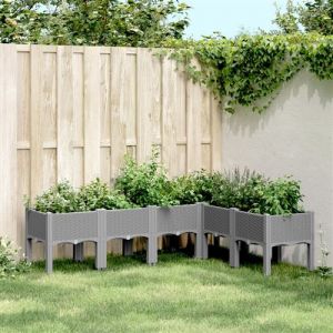 VidaXL Jardinière avec pieds gris clair 160x120x42 cm PP