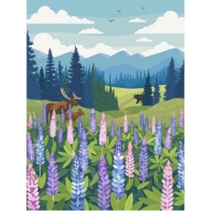 Puzzle 1000 pièces : Prairie de lupins