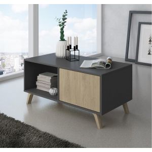 Wellindal Table Basse Avec Portes, Wind, Gris Anthracite, Portes Puccini, 92x50x45cm