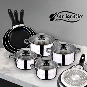San Ignacio Set de poêles et batterie de cuisine 4 cuerpos + 3 sartenes Noir