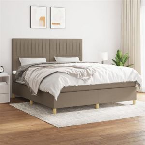 VidaXL Boxspring met matras stof taupe 160x200 cm3142509
