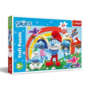 Trefl Schtroumpfs, Journée des Schtroumpfs - Puzzle 24 Maxi - 24 Grandes Pièces, Loisirs créatifs, pour Les Enfants à partir de 3 Ans