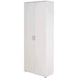Pegane Armoire Blancche - 5 &eacute;tag&egrave;res et 2 portes, 70 x 34 x 189 cm