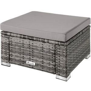 TecTake Pouf en résine tressée - gris