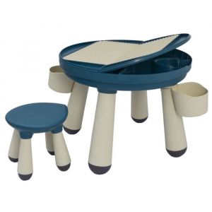 Image de 3-en-1 Table d'Activités avec Chaise - Table de Jeu avec Plateau pour Briques - blau