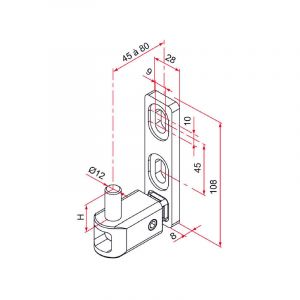 Gond MULTIFIX L réglage de 45 à 80mm pivot Ø12mm - TIRARD - NA619007