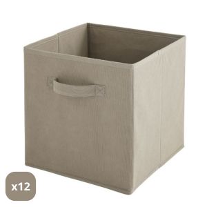 Box and beyond Lot de 12 bacs de rangement - taupe - 27x27x27cm