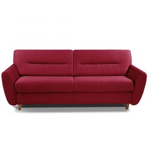 Image de Italian Spirit Canapé convertible COPENHAGUE matelas 15cm système rapido 140cm cuir vachette recyclé rouge