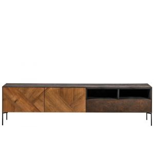 Image de Hellin Meuble tv en bois de teck et m&eacute;tal L200 - jakarta