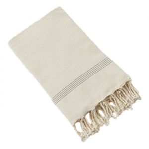 Fouta avec Franges 100 x 200 cm – 100% Coton Tissé Teint Ulysse Ecru