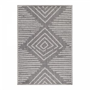 Aruba Berber - Tapis Extérieur/Intérieur Tissé Plat - Gris & Crème 240 x 340 cm