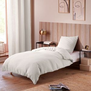 Univers décor Parure de couette Gaze de Coton 140 x 200 pour lit 1 place - Neige