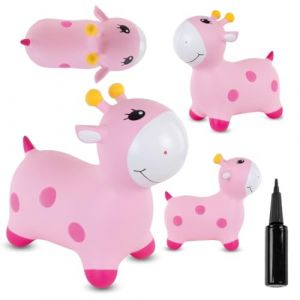 Sun Baby Animal sauteur gonflable - Jouet &agrave; sauter - Girafe rose - de 12 mois - caoutchouc de haute qualit&eacute; - pompe incluse