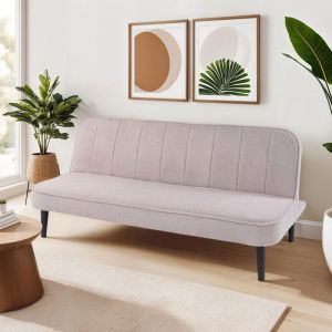 Mes M&s - Banquette 3 places clic-clac en tissu bouclette gris clair - sherpa