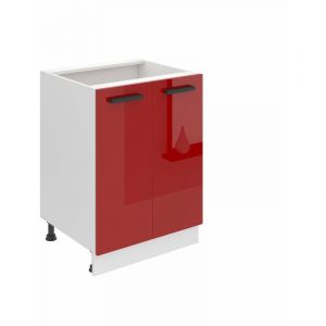 Meuble Cuisine Bas sans Plan de Travail SD12 i Meubles de Cuisine - Taille: 51,6 x 60 x 82 cm i Petit Meuble Cuisine - 2 Portes i Couleur : Rouge