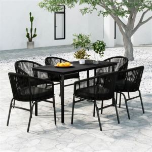 VidaXL Ensemble à manger de jardin 7 pcs Noir