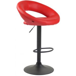 CLP Tabouret de bar Olinda en similicuir rouge Métal noir mat