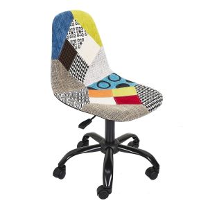 Chaise De Bureau Patchwork Réglable En Hauteur Avec 5 Roulettes