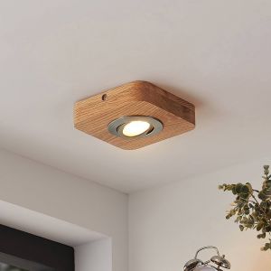 Lindby Mikari plafonnier LED en bois, 1 lampe