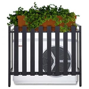 Mendler Cache pour climatiseur/pompe à chaleur HWC-K58 étagère pour plantes - métal 80x90x39cm - gris