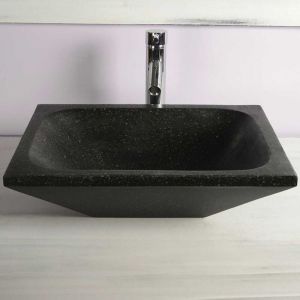 Saniteck - Vasque à poser rectangulaire noire en Terrazzo pour salle de bain design