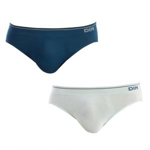 DIM Slip Homme Seamless Coton x2, Bleu Pale/Bleu Charon, XL