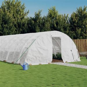 Image de VidaXL Serre avec cadre en acier blanc 70 m&sup2; 14x5x2,3 m, polytunnel, serre &agrave; cadre froid, serre pour tomate, serre de jardin, serre pour culture 3188099