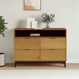 VidaXL Commode FLAM 110x40x80 cm bois de pin massif, commode, classeur, armoire de rangement, armoire, commodes, armoire coffre