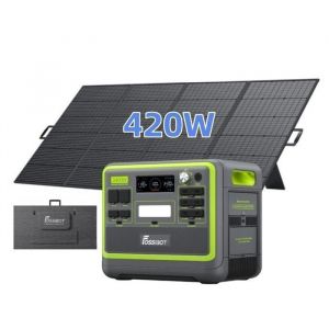 FOSSiBOT F2400 G&eacute;n&eacute;rateur Electrique Portable,2400W/2048Wh LiFePO4 Centrale &Eacute;lectrique+420W Solaire Panneau Pliable Camping RV Trip