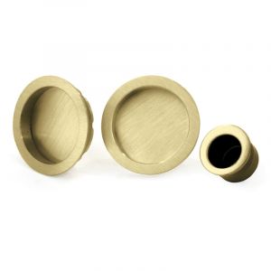 Image de Jeu poignees cuvettes rondes a encastrer en noir pour porte coulissante