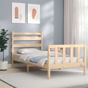 VidaXL Cadre de lit avec tête de lit 90x190 cm bois massif 3192001