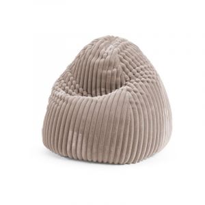 Pouf poire XL d'intérieur velours taupe 70x110