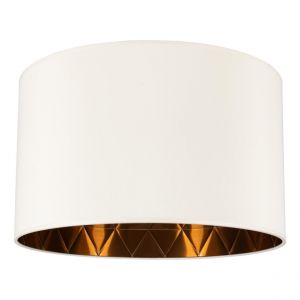 Abat-jour cylindrique E27 Tissu Blanc avec intérieur Cuivré